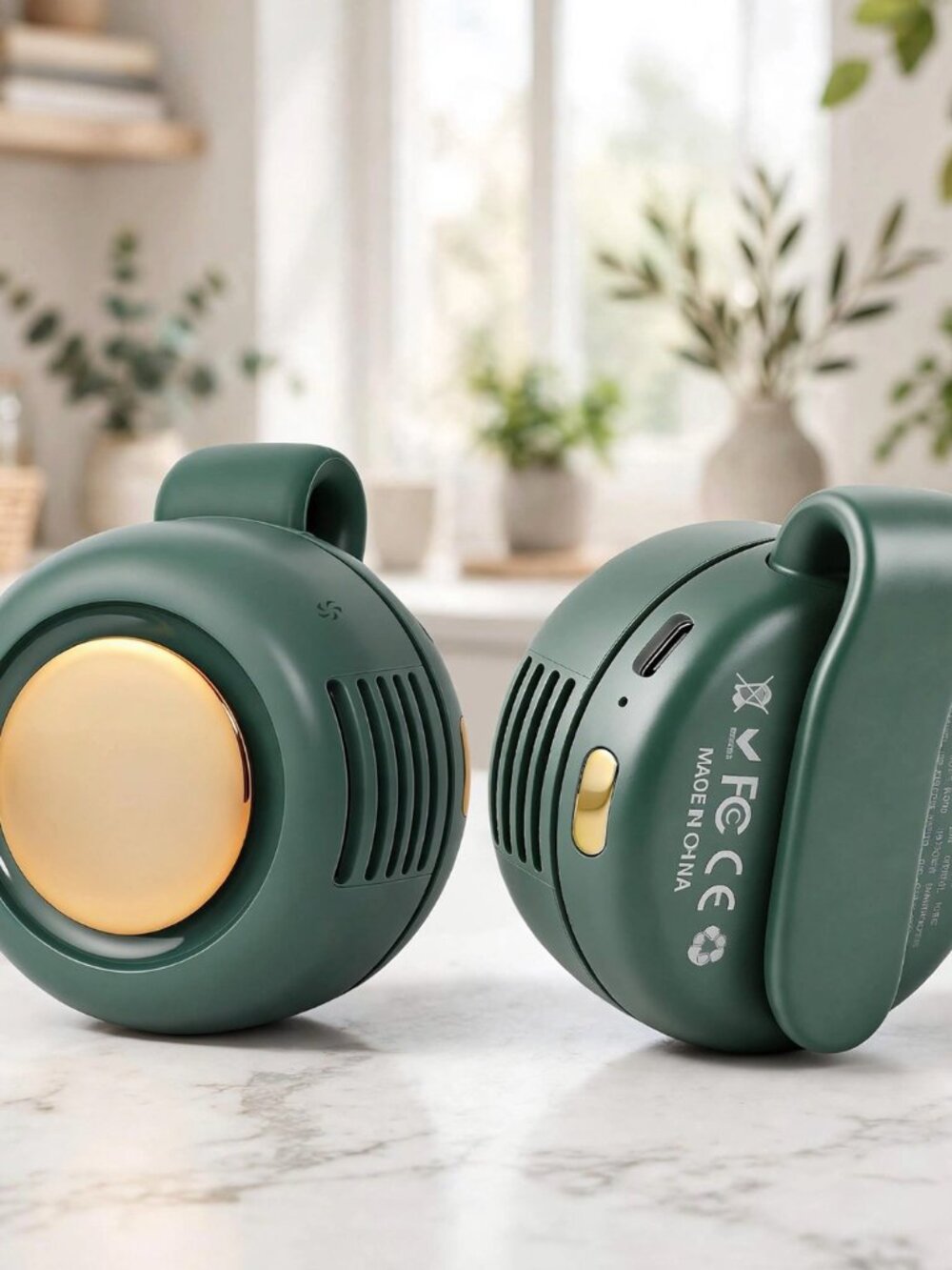 Timeno Portable Clip-On Bladeless Fan 360° Rotatable Rechargeable - Green